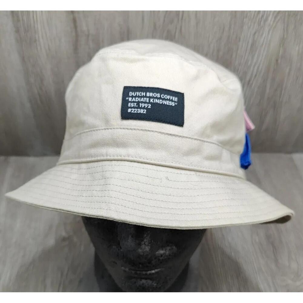 Dutch Bros Bucket Hat Tan Mens‎ Women's "Radiate Kindness" With Utility Pocket